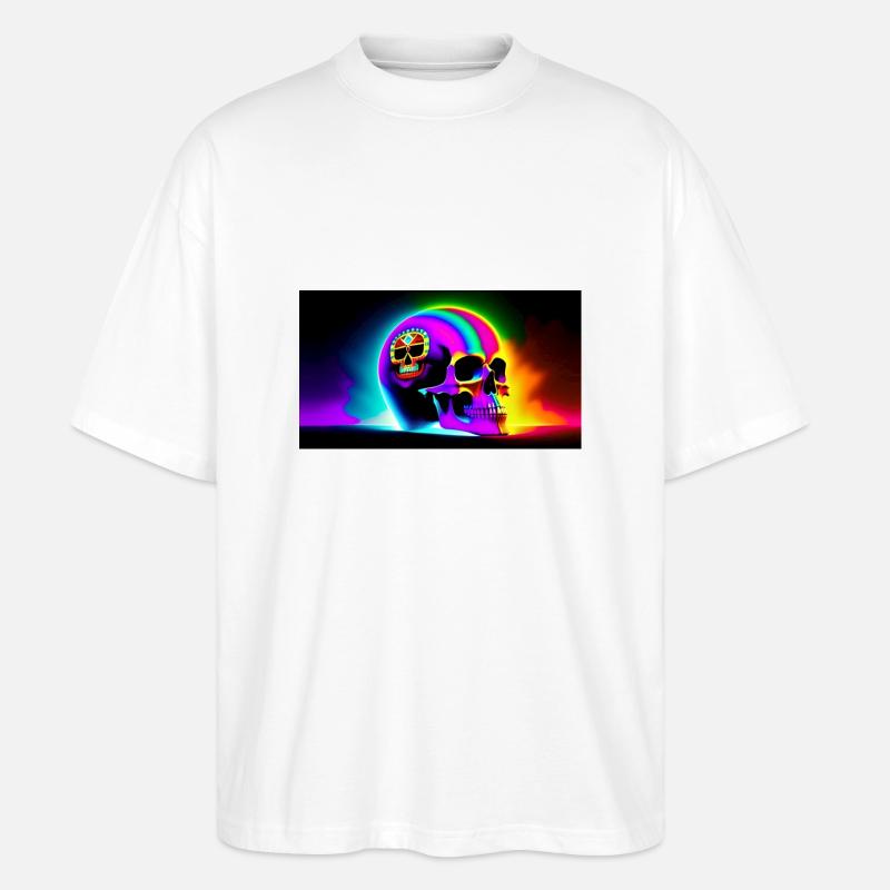 Crâne de psy - T-shirt bio Blaster 2.0 coupe oversize Stanley/Stella Unisexe - blanc