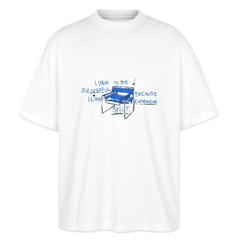 Expensive Taste Quote - Stanley/Stella Oversized Unisex Organic T-shirt Blaster 2.0 - white - Front - Alina (178cm) & Michal (187cm)