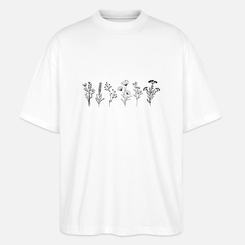 Wildblumen-Strauß - Stanley/Stella Oversized Unisex Bio T-Shirt Blaster 2.0 - Weiß