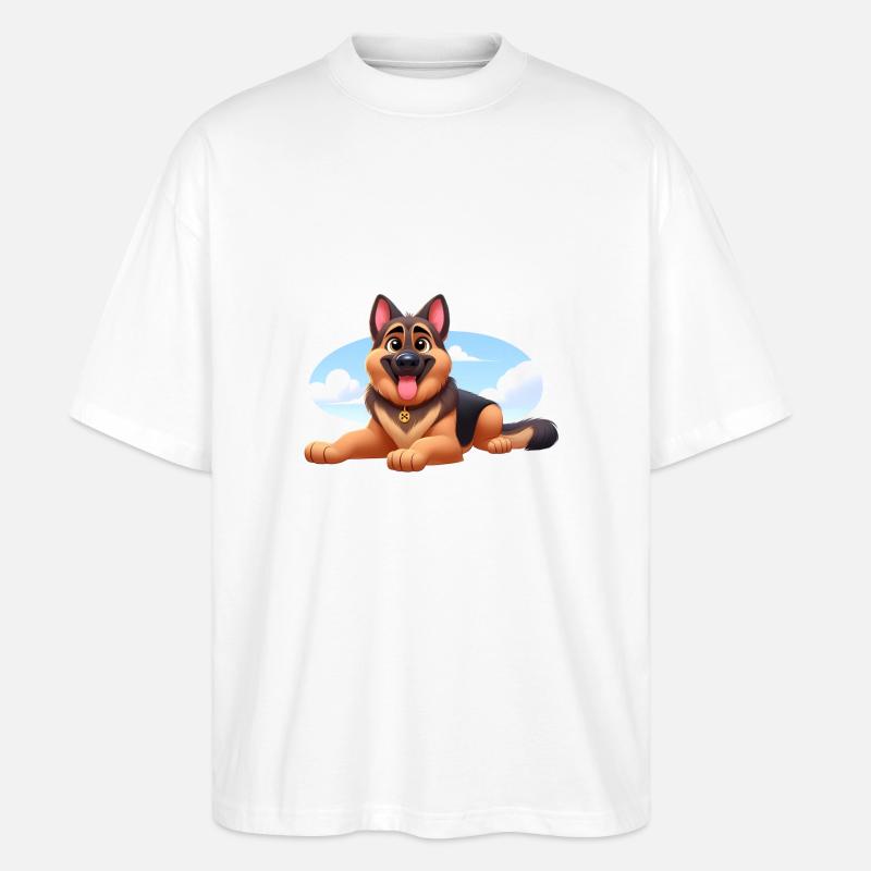German Shepherd 12 - Stanley/Stella Oversized Unisex Organic T-shirt Blaster 2.0 - white