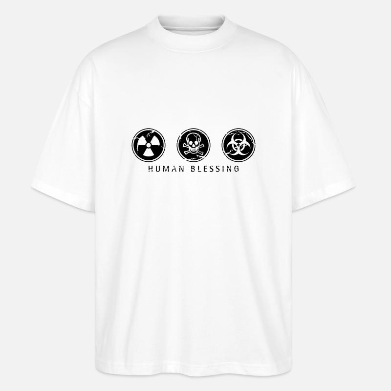 Human Blessing - Schwarz - Stanley/Stella Oversized Unisex Bio T-Shirt Blaster 2.0 - Weiß