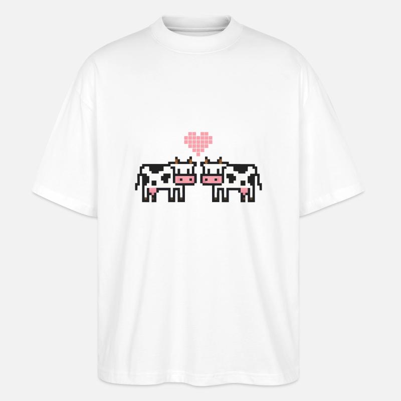 kuh pixel love - Stanley/Stella Oversized Unisex Bio T-Shirt Blaster 2.0 - Weiß