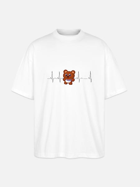 Teddybär Herzschlag - Stanley/Stella Oversized Unisex Bio T-Shirt Blaster 2.0 - Weiß