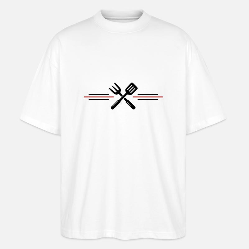 Grill Besteck Grillen Symbol - Stanley/Stella Oversized Unisex Bio T-Shirt Blaster 2.0 - Weiß