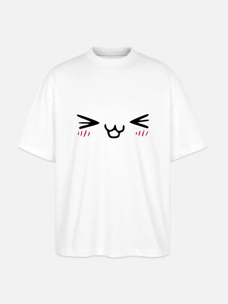 kawaii_face_4 - Stanley/Stella Oversized Unisex Bio T-Shirt Blaster 2.0 - Weiß