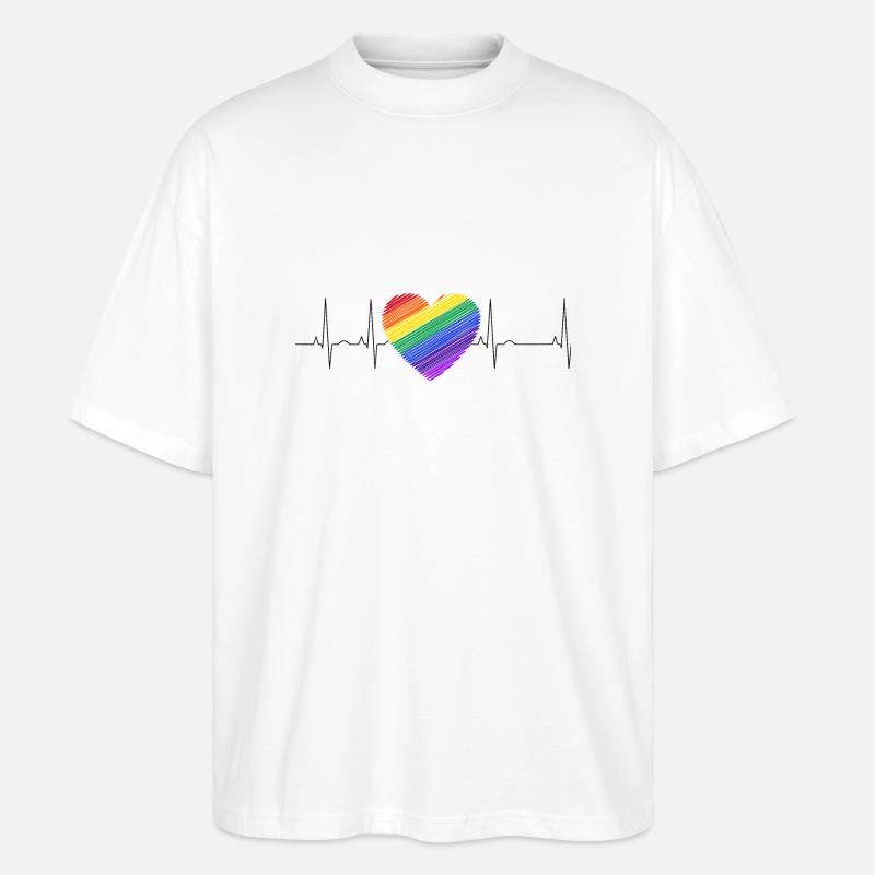 Heart palpitations Heart Rainbow Diversity - Stanley/Stella Oversized Unisex Organic T-shirt Blaster 2.0 - white