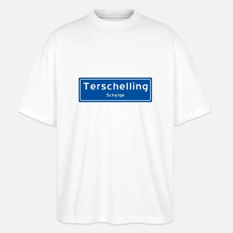 Terschelling Ortsschild - Stanley/Stella Oversized Unisex Bio T-Shirt Blaster 2.0 - Weiß