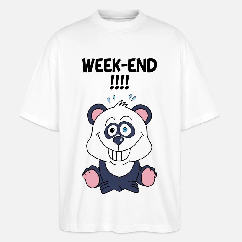 Panda-Wochenende - Stanley/Stella Oversized Unisex Bio T-Shirt Blaster 2.0 - Weiß