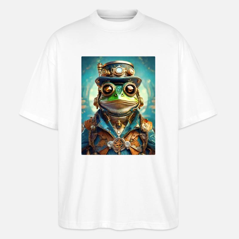 Steampunk Frog 1.2 - Stanley/Stella Oversized Unisex Organic T-shirt Blaster 2.0 - white