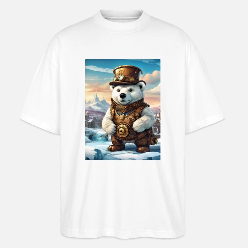 Steampunk Winterlandschaft Eisbär 1.11 - Stanley/Stella Oversized Unisex Bio T-Shirt Blaster 2.0 - Weiß