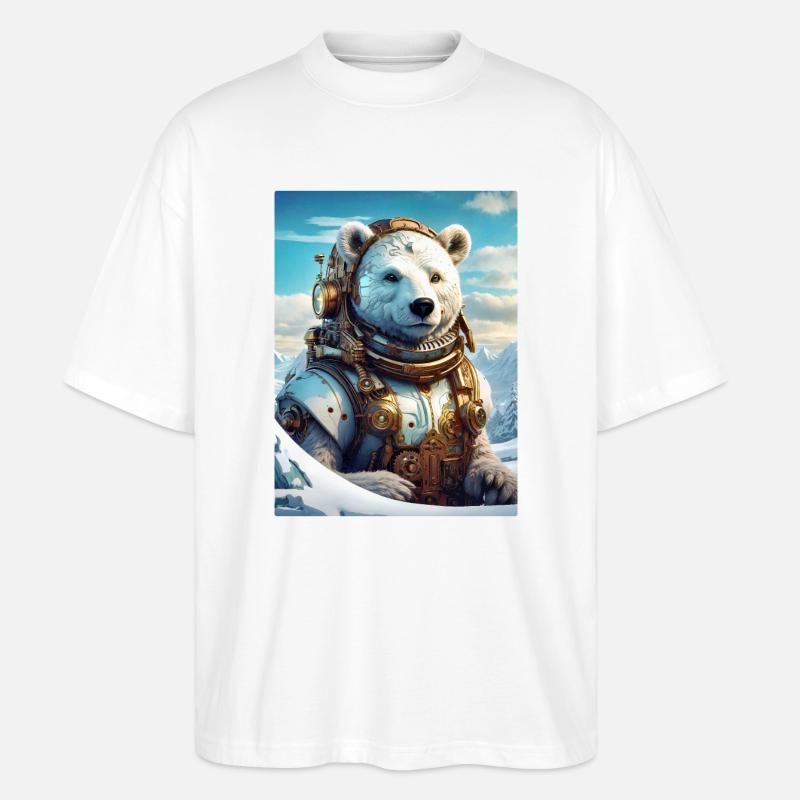 Steampunk Winterlandschaft Eisbär 1.3 - Stanley/Stella Oversized Unisex Bio T-Shirt Blaster 2.0 - Weiß
