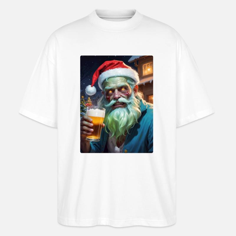 Weihnachten Zombie Bier 1.3 - Stanley/Stella Oversized Unisex Bio T-Shirt Blaster 2.0 - Weiß