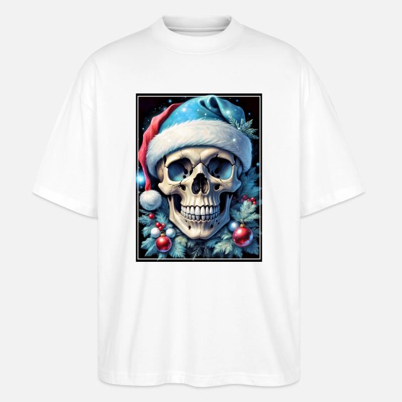 Crâne de Noël 1.9 - T-shirt bio Blaster 2.0 coupe oversize Stanley/Stella Unisexe - blanc