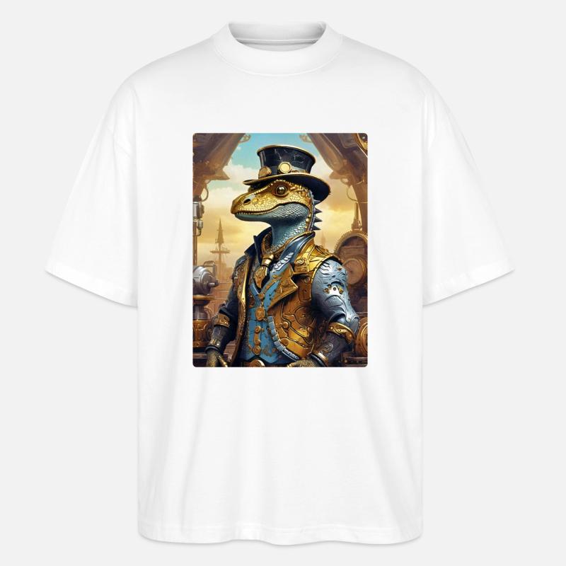 Steampunk Dino 1.22 - Stanley/Stella Oversized Unisex Bio T-Shirt Blaster 2.0 - Weiß
