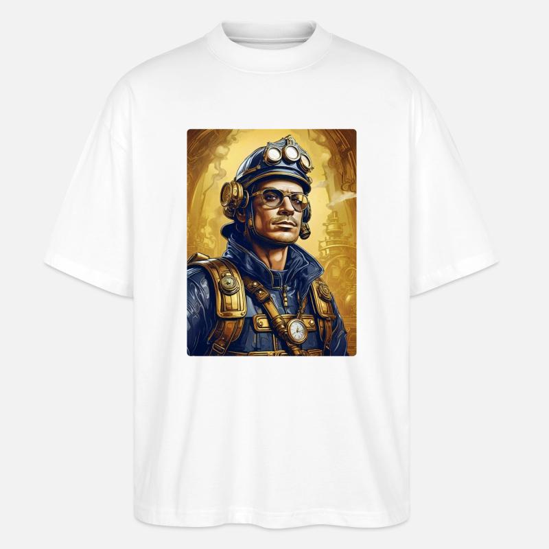 Steampunk Firefighter Man 1.14 - Stanley/Stella Oversized Unisex Bio T-Shirt Blaster 2.0 - Weiß
