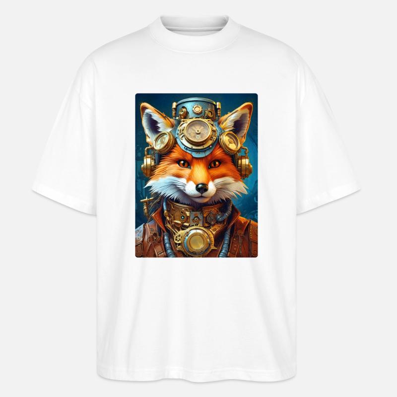 Pompier steampunk renard 1.14 - T-shirt bio Blaster 2.0 coupe oversize Stanley/Stella Unisexe - blanc