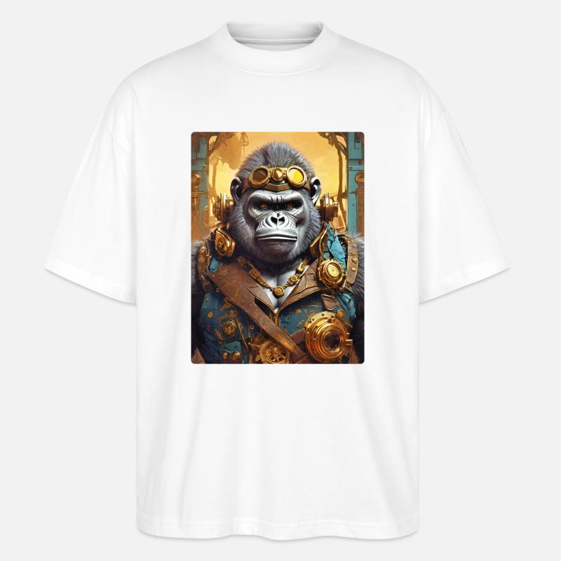 Steampunk Gorilla 1.11 - Stanley/Stella Oversized Unisex Bio T-Shirt Blaster 2.0 - Weiß
