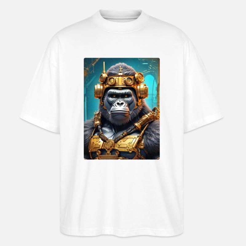 Steampunk Gorilla 1.6 - Stanley/Stella Oversized Unisex Bio T-Shirt Blaster 2.0 - Weiß