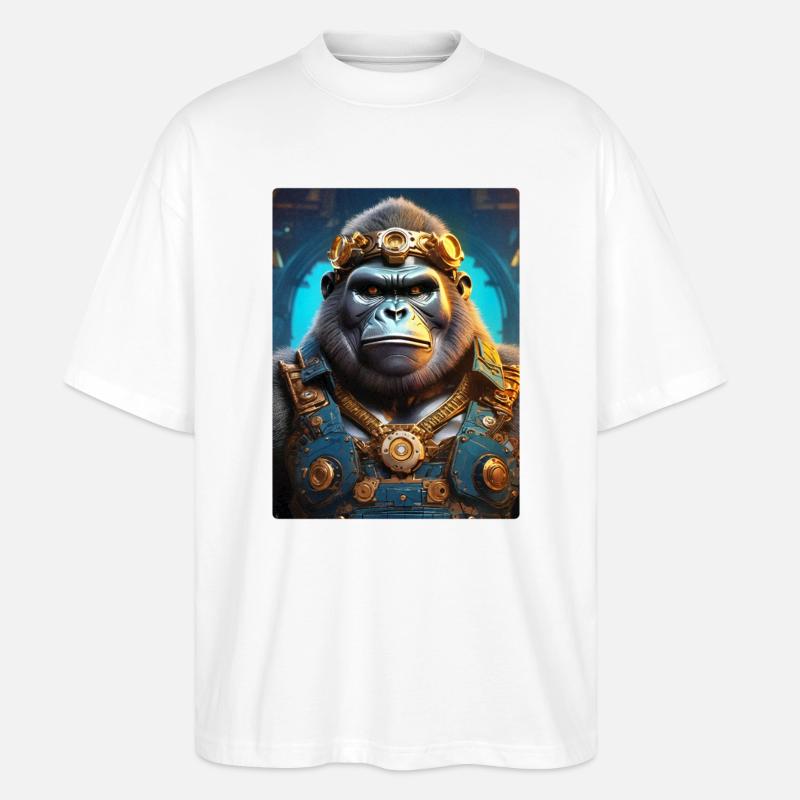 Steampunk Gorilla 1.4 - Stanley/Stella Oversized Unisex Organic T-shirt Blaster 2.0 - white