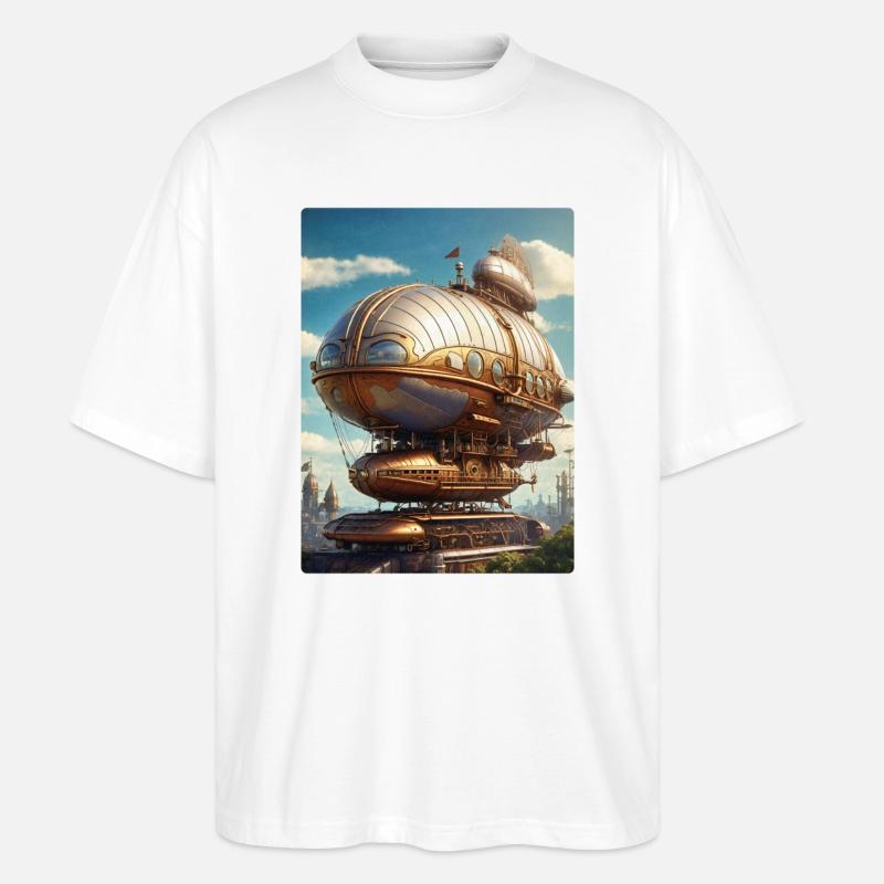 Dirigeable Steampunk 1.2 - T-shirt bio Blaster 2.0 coupe oversize Stanley/Stella Unisexe - blanc