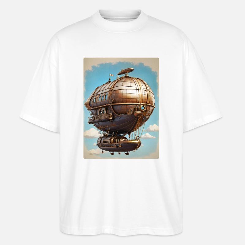 Steampunk Luftschiff 1.6 - Stanley/Stella Oversized Unisex Bio T-Shirt Blaster 2.0 - Weiß