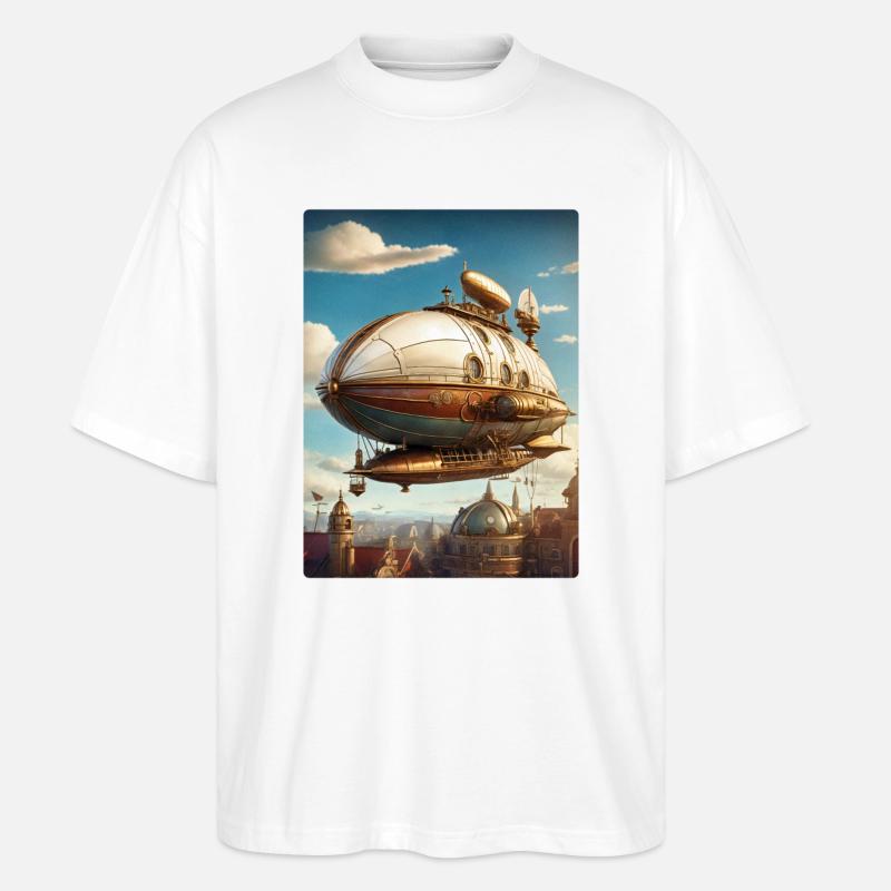 Dirigeable Steampunk 1.9 - T-shirt bio Blaster 2.0 coupe oversize Stanley/Stella Unisexe - blanc