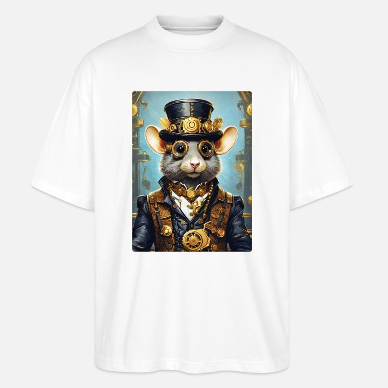 Steampunk Ratte 1.6 - Stanley/Stella Oversized Unisex Bio T-Shirt Blaster 2.0 - Weiß