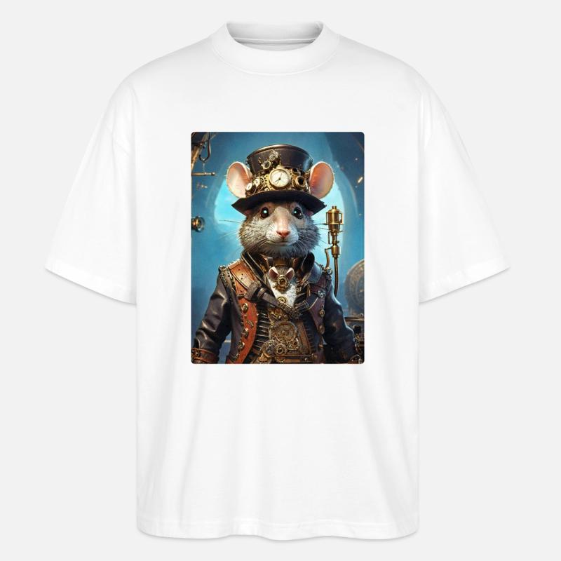 Steampunk Ratte 1.12 - Stanley/Stella Oversized Unisex Bio T-Shirt Blaster 2.0 - Weiß