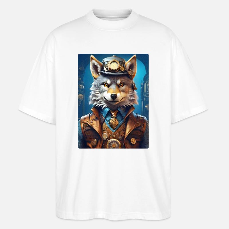 Steampunk Wolf 1.12 - Stanley/Stella Oversized Unisex Bio T-Shirt Blaster 2.0 - Weiß