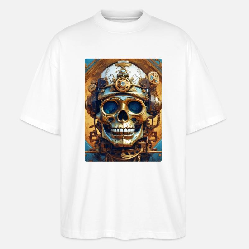 Steampunk Skull 1.1 - Stanley/Stella Oversized Unisex Bio T-Shirt Blaster 2.0 - Weiß