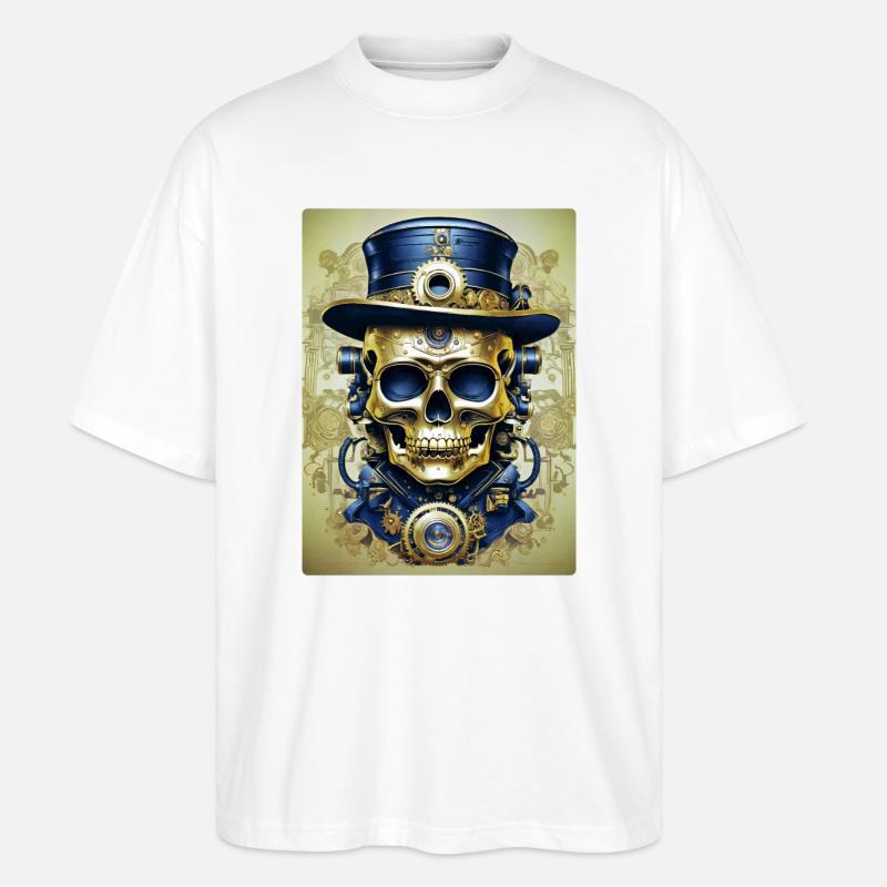 Crâne Steampunk 1.12 - T-shirt bio Blaster 2.0 coupe oversize Stanley/Stella Unisexe - blanc