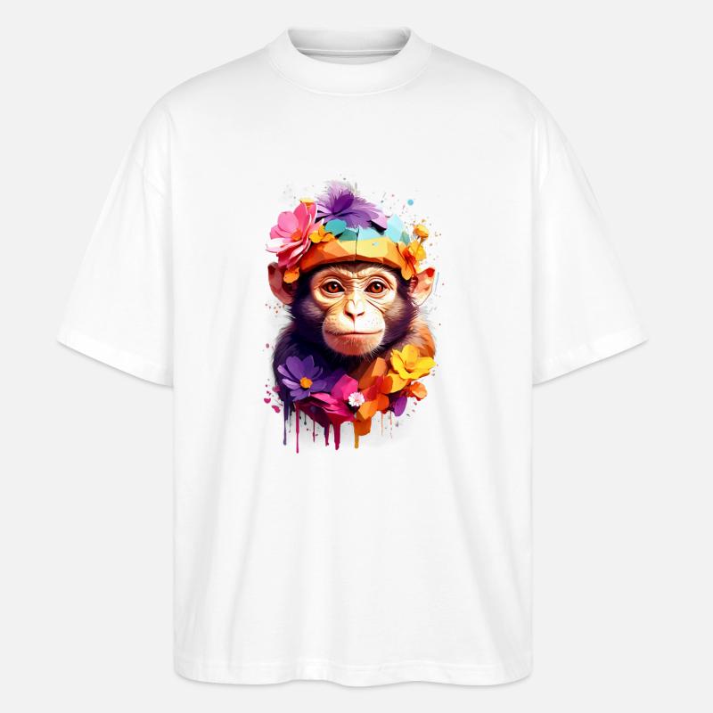 Affe Monkey V1 24 20 - Stanley/Stella Oversized Unisex Bio T-Shirt Blaster 2.0 - Weiß