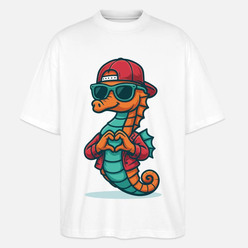 Herzreiter Seepferdchen - Stanley/Stella Oversized Unisex Bio T-Shirt Blaster 2.0 - Weiß