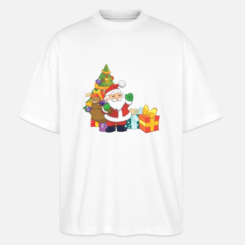 Weihnachtsmann mit Geschenke - Stanley/Stella Oversized Unisex Bio T-Shirt Blaster 2.0 - Weiß