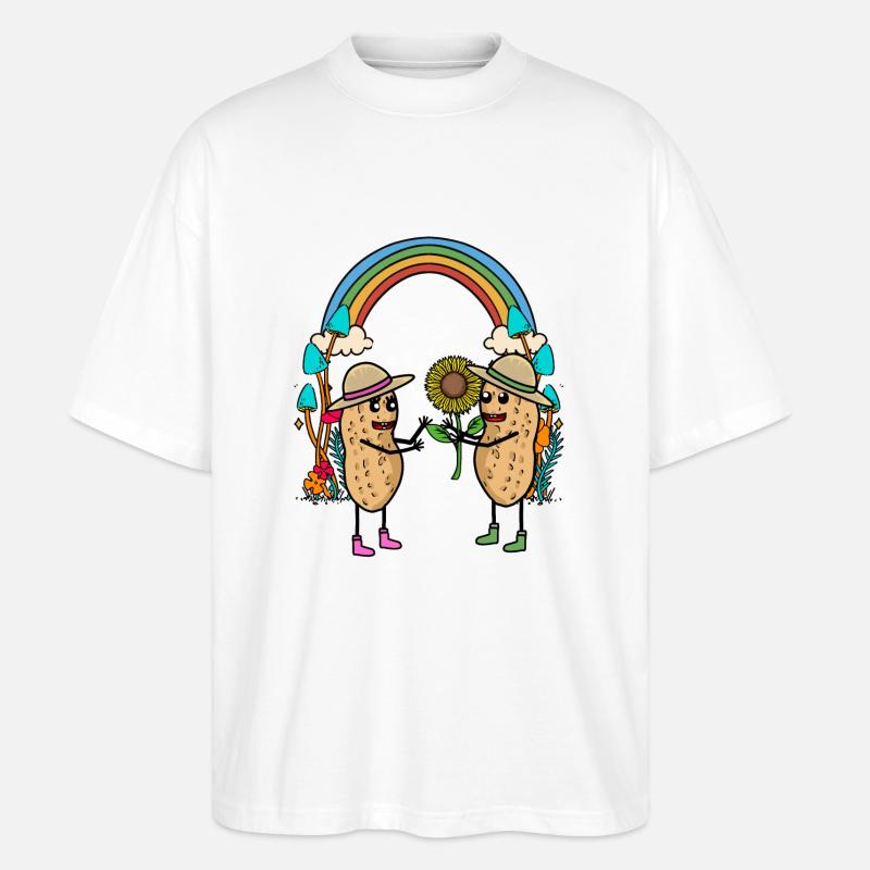 Erdnuss Regenbogen Freunde Freundschaft Blume - Stanley/Stella Oversized Unisex Bio T-Shirt Blaster 2.0 - Weiß