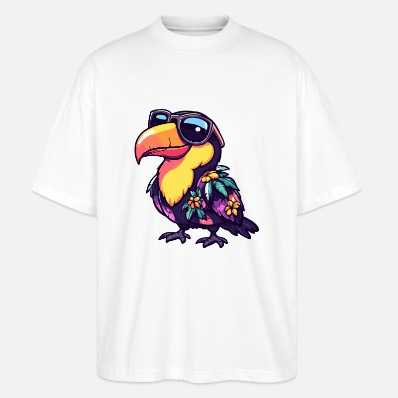 Tukan Vogel Comic Urlaub - Stanley/Stella Oversized Unisex Bio T-Shirt Blaster 2.0 - Weiß