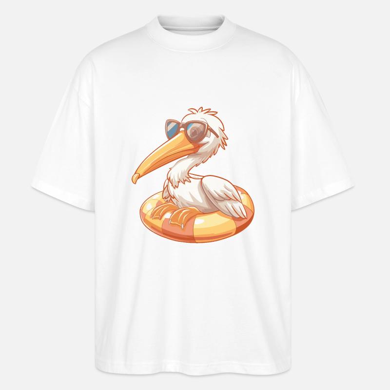 Pélican oiseau bande dessinée Cool - T-shirt bio Blaster 2.0 coupe oversize Stanley/Stella Unisexe - blanc