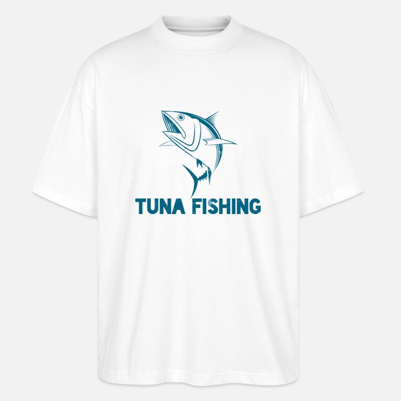 Pêche - Pêche - Thon - Cadeau - T-shirt bio Blaster 2.0 coupe oversize Stanley/Stella Unisexe - blanc