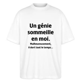 un génie - T-shirt bio Blaster 2.0 coupe oversize Stanley/Stella Unisexe - blanc - Devant - Alina (178cm) & Michal (187cm)