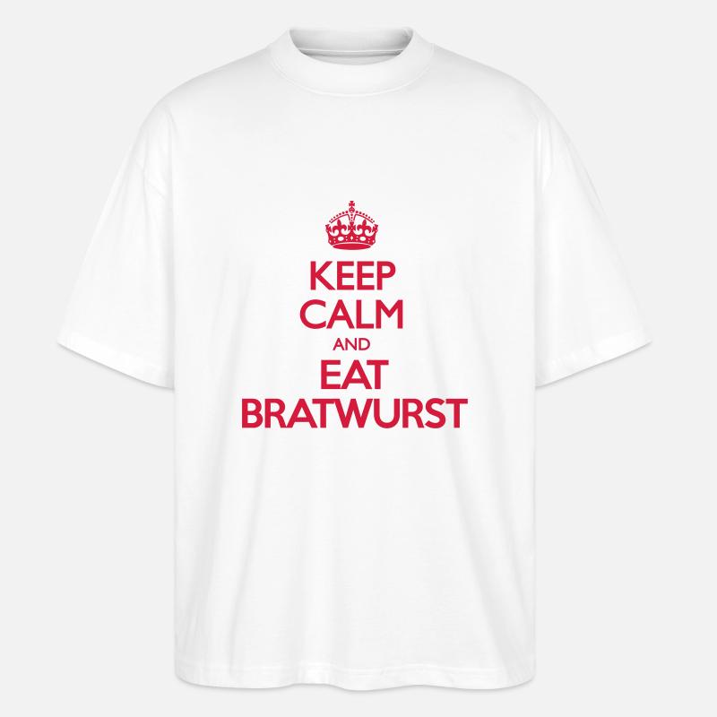Keep Calm and a Bratwurst - Stanley/Stella Oversized Unisex Bio T-Shirt Blaster 2.0 - Weiß