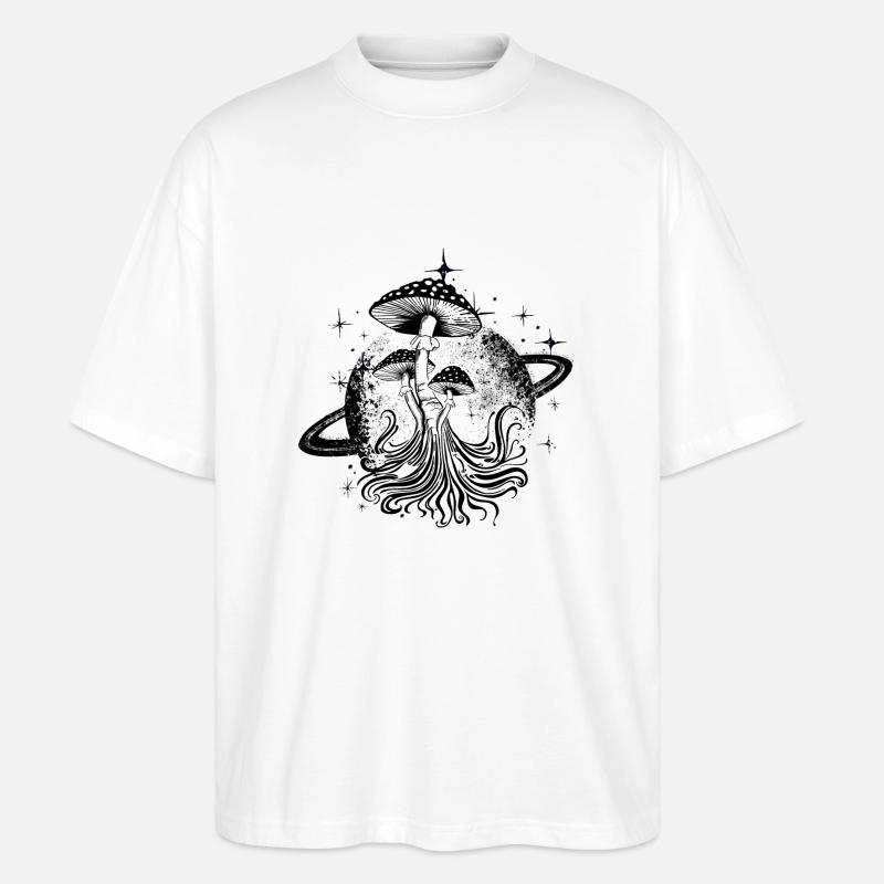 Champignon de l’espace - T-shirt bio Blaster 2.0 coupe oversize Stanley/Stella Unisexe - blanc