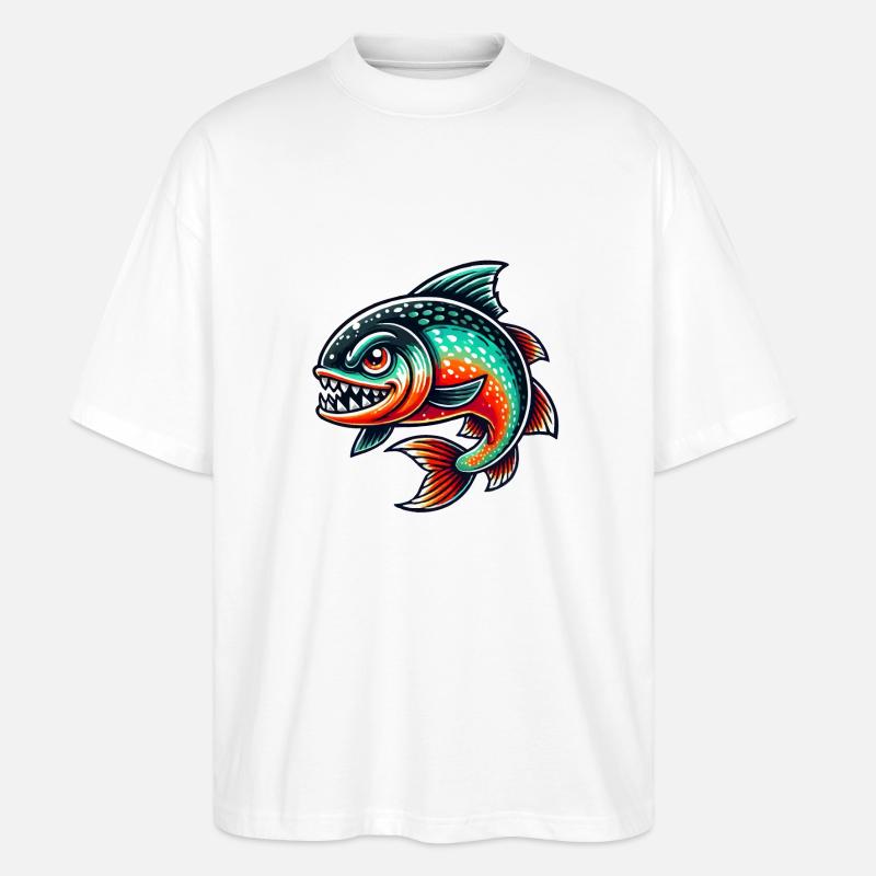 piranha comic - Stanley/Stella Oversized Unisex Bio T-Shirt Blaster 2.0 - Weiß
