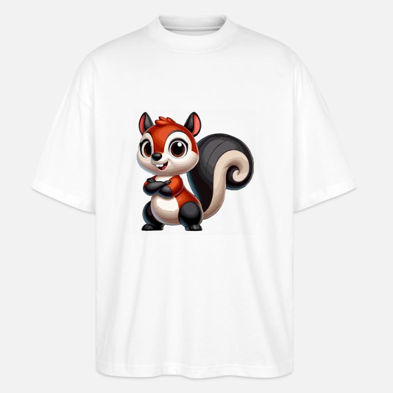Eichhörnchen-Schwarzschwanz - Stanley/Stella Oversized Unisex Bio T-Shirt Blaster 2.0 - Weiß