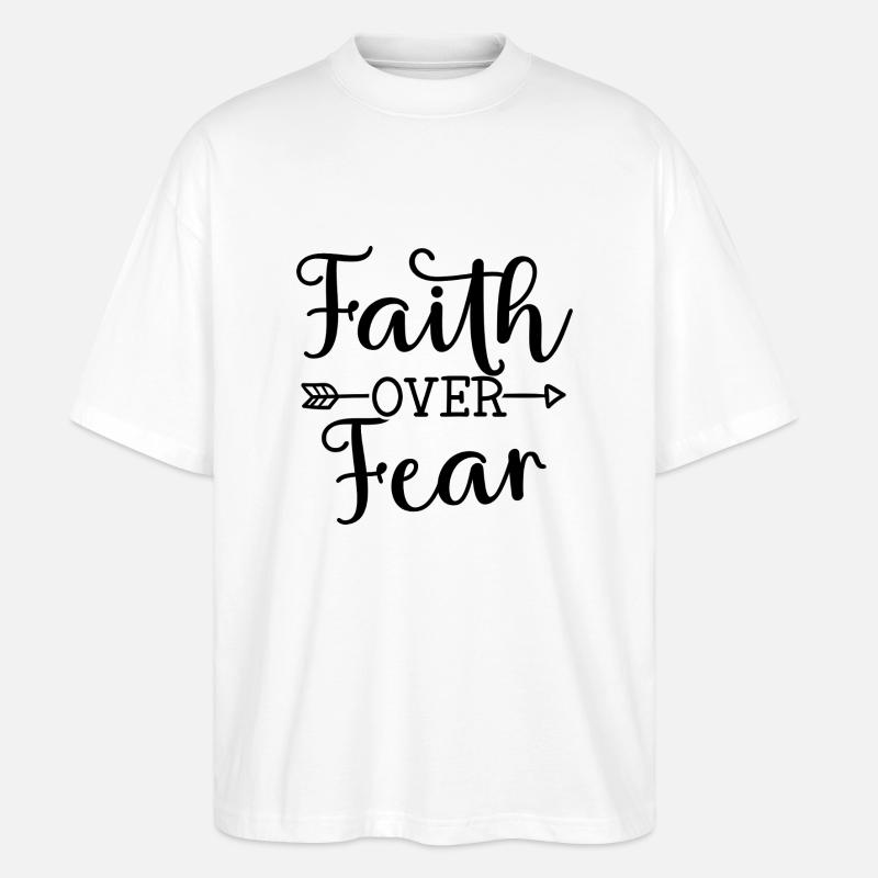 Glaube über Angst - Stanley/Stella Oversized Unisex Bio T-Shirt Blaster 2.0 - Weiß
