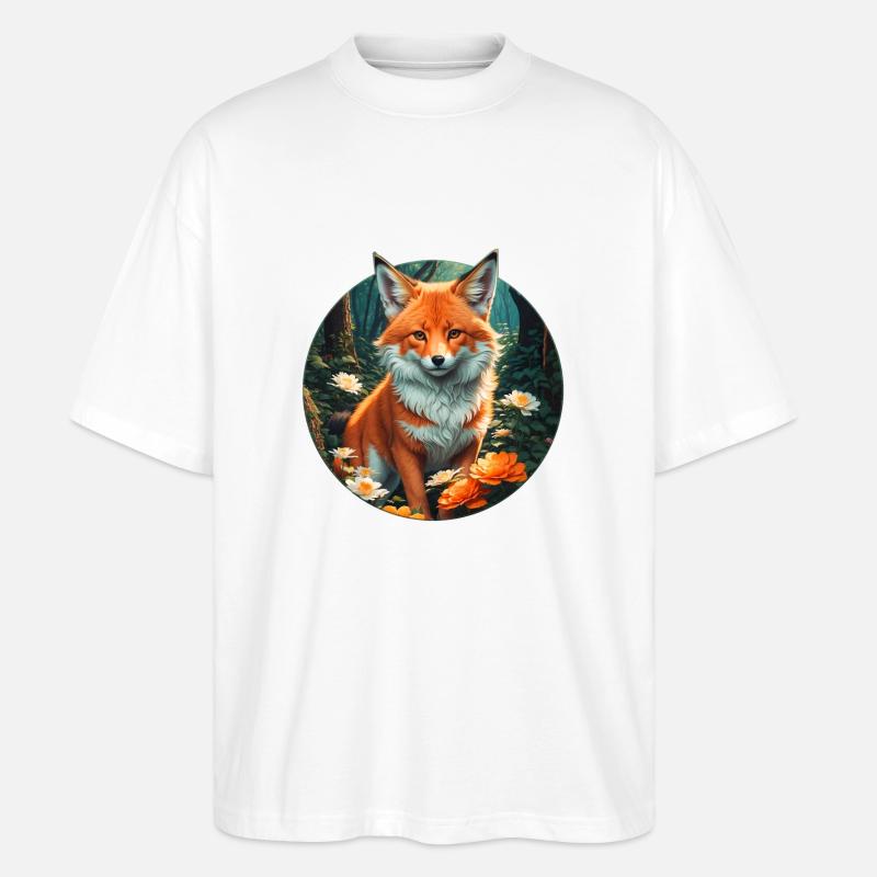 Fuchs im Blütenrausch Wald - Stanley/Stella Oversized Unisex Bio T-Shirt Blaster 2.0 - Weiß