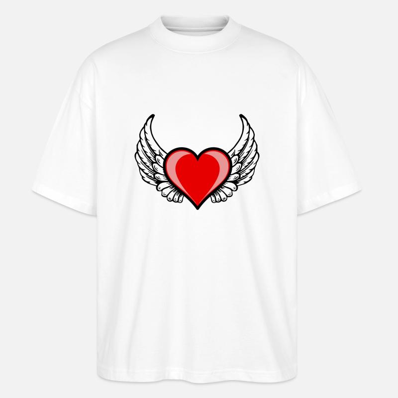 Das geflügelte Herz - Stanley/Stella Oversized Unisex Bio T-Shirt Blaster 2.0 - Weiß