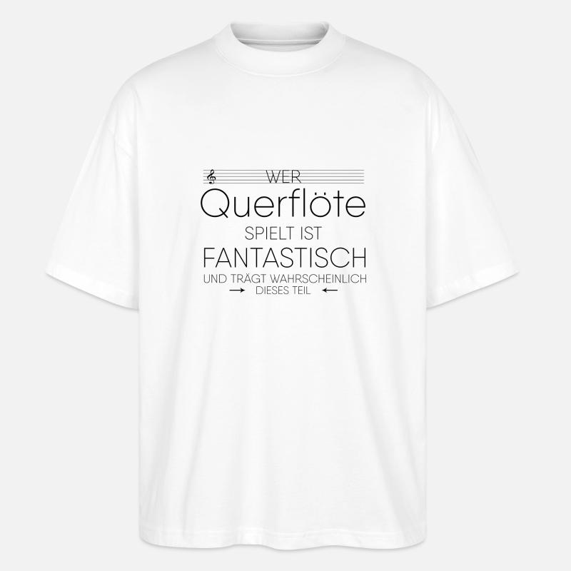 Querflöte Instrument Geschenk - Stanley/Stella Oversized Unisex Bio T-Shirt Blaster 2.0 - Weiß