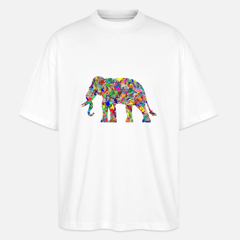 Elefant bunte Farbkleckse Geschenk Geschenkidee - Stanley/Stella Oversized Unisex Bio T-Shirt Blaster 2.0 - Weiß