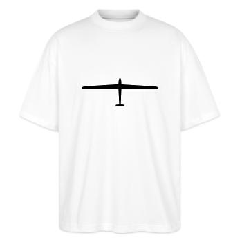 Segelflugzeug // Segelflieger // Flugzeug //Segler - Stanley/Stella Oversized Unisex Bio T-Shirt Blaster 2.0 - Weiß - Vorne - Alina (178cm) & Michal (187cm)
