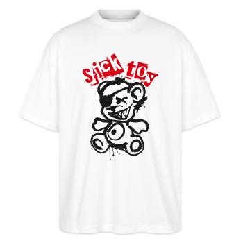 Sick Toy Teddy - Stanley/Stella Oversized Unisex Organic T-shirt Blaster 2.0 - white - Front - Alina (178cm) & Michal (187cm)